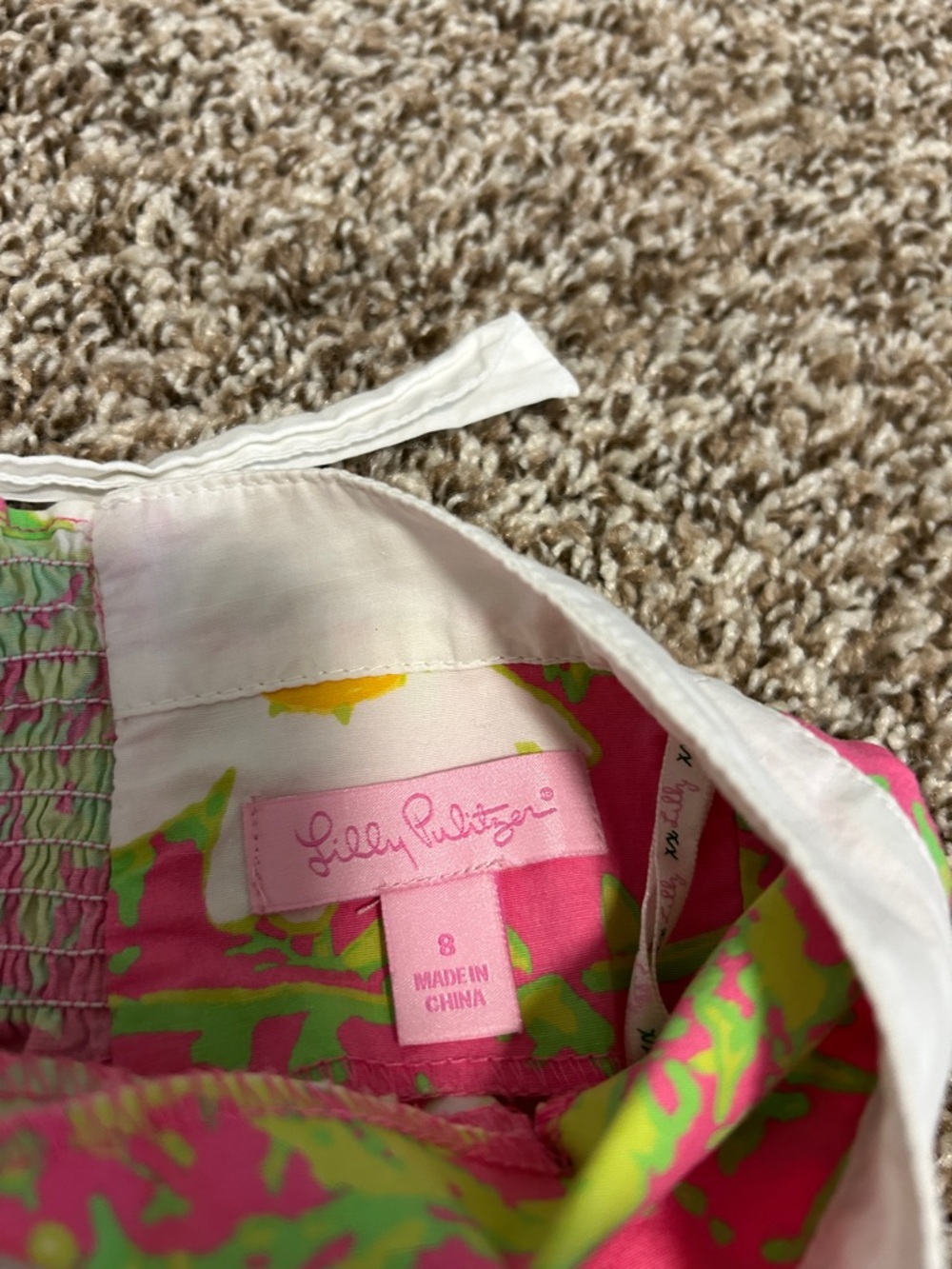 Lilly Pulitzer Vintage Girls Pink and Lime Floral Halter Sundress Girls Size 8 - Picture 2 of 11